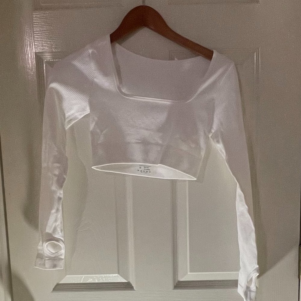 Women's Crop Top Ribbed Seamless Workout Exercise Long